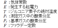 濃淡電池法での関係式中文字の定義