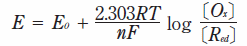 ORP測定における電位差の関係式